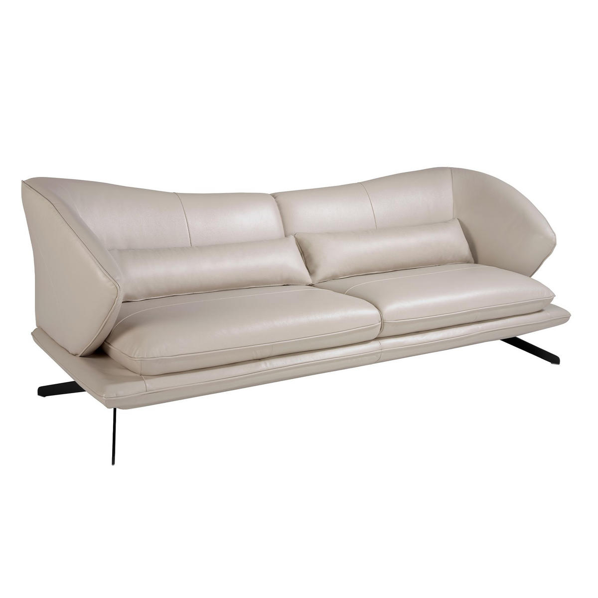 SOFA 3-sitzer ledersofa in taupe grau leder 230/90/85 cm - Dunkelgrau/Schwarz, Leder (230/85/90cm) - ANGEL CERDA