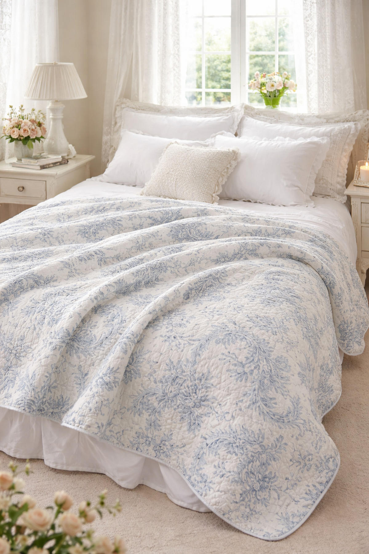 WOHNDECKE Baumwolle 140x180 cm Quilt-Optik – Gesteppt, Weich & Modern - Blau, Naturmaterialien (140/180cm) - AU Maison