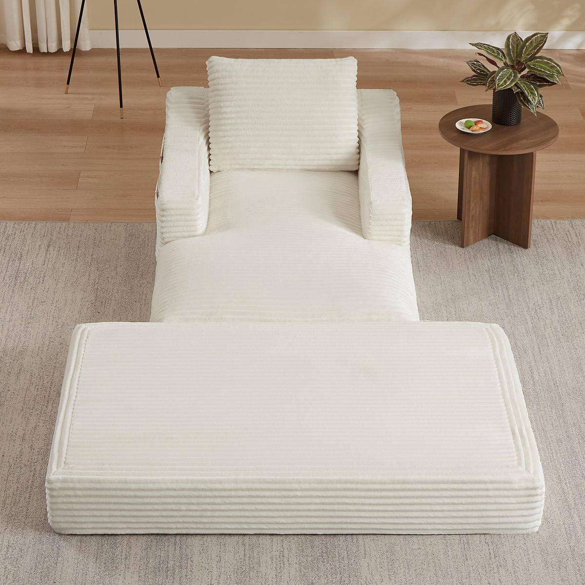 SOFAELEMENT 160/100/85 cm Weiß Cord mit Aufbewahrungstasche - Weiß, Textil (162/68/100cm) - Oxeza