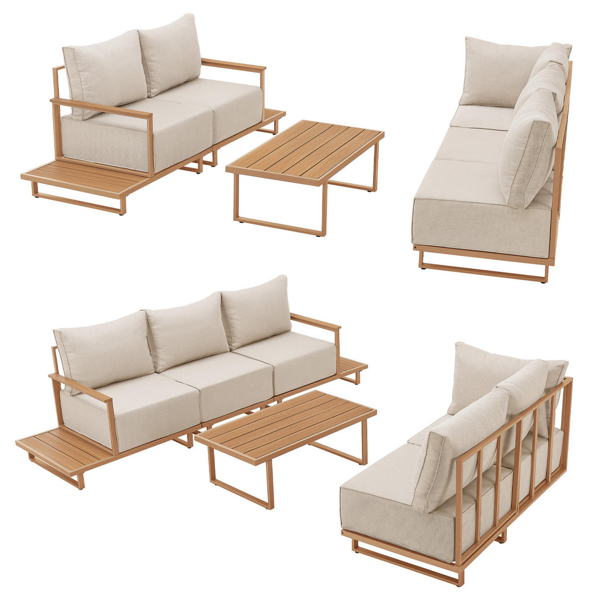 GARTENLOUNGE Malibu modular Beige - Beige, Metall - SVITA