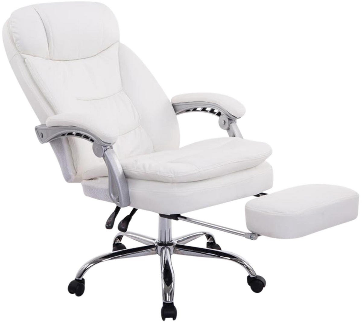 CHEFSESSEL Lederlook Weiß - Chromfarben/Weiß, Textil/Metall (67/112/67cm) - CLP