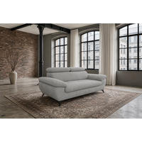 2,5-SITZER Karlstad Chenille Grau verstell. Kopfstützen B 194 cm - Hellgrau, Kunststoff/Textil (194/84/100cm) - foamnova