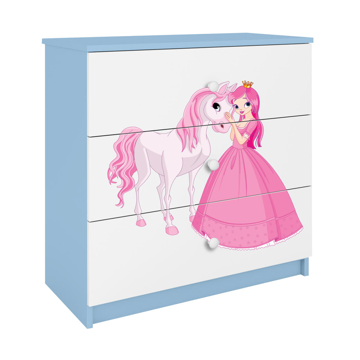 KOMMODE Babydreams Prinzessin Pferd 81/81/41 - Blau, Holzwerkstoff (81/81/41cm) - RAUMHIRSCH FURNITURE