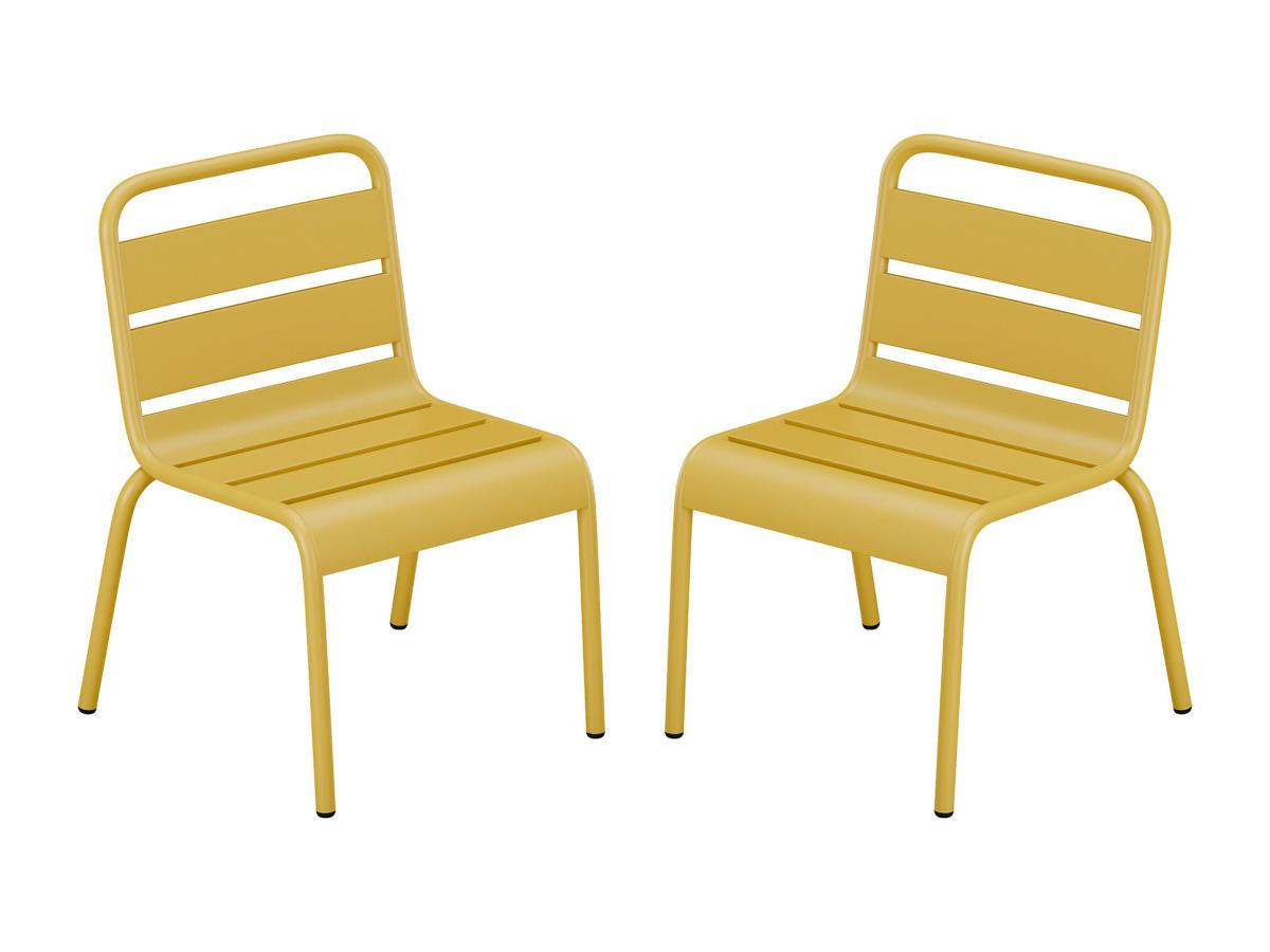 GARTENSTUHL für Kinder stapelbar 2er-Set - Metall - Senfgelb - POPAYAN von MYLIA - Gelb, Metall (39/55.5/43cm) - Vente-Unique