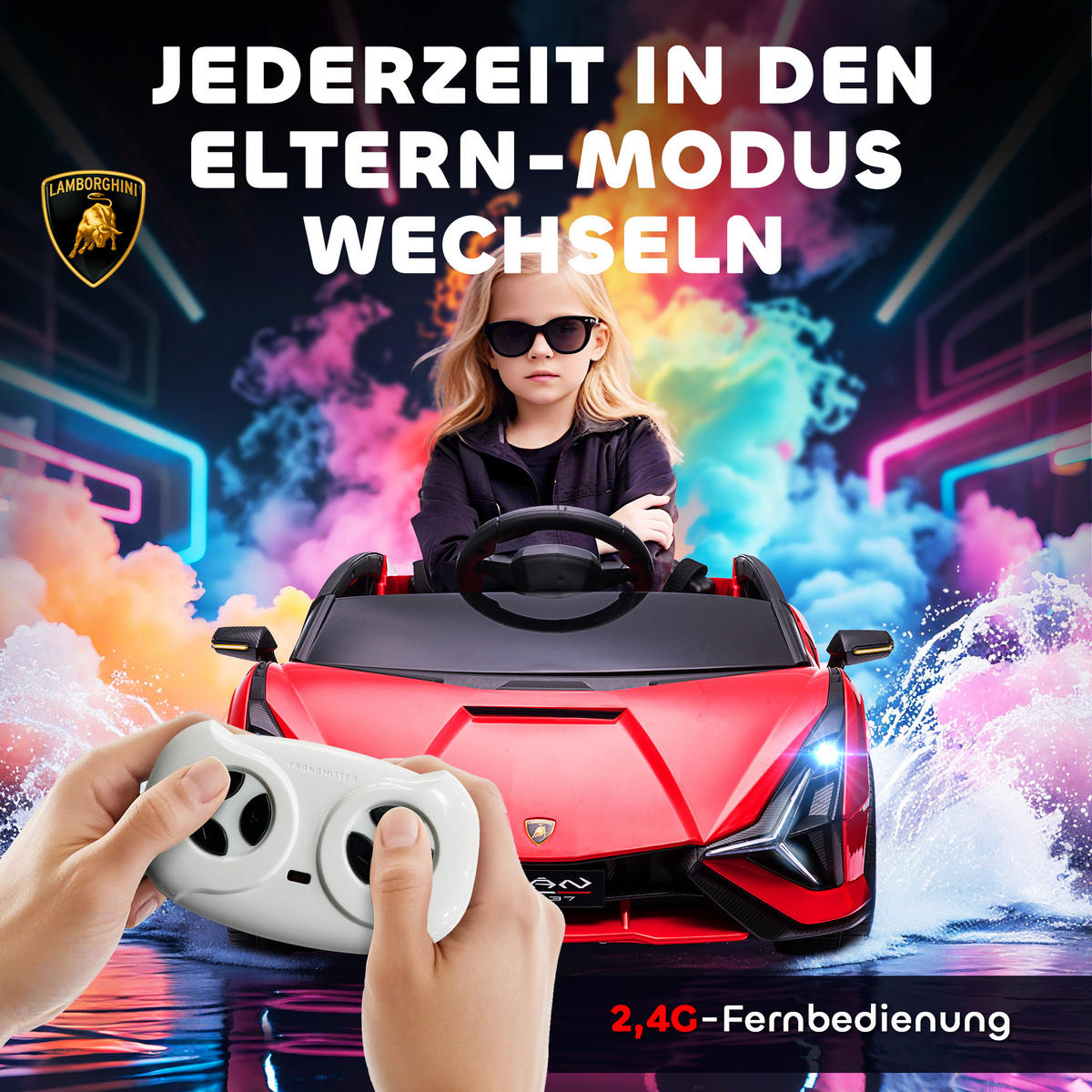 KINDERFAHRZEUG SUV-Auto-Spielzeug mit Fernbedienung Musik Rot - Rot, Metall (108/62/40cm) - HOMCOM