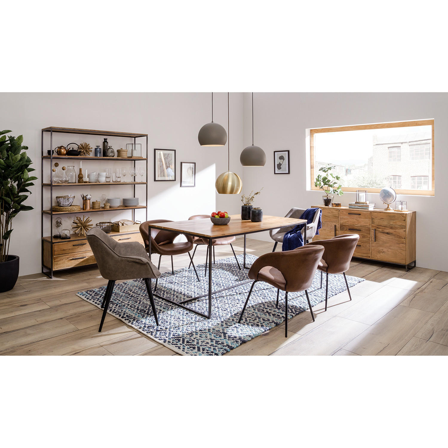 SIDEBOARD - Akazie massiv / Eisen, Typ A - Akaziefarben, Holz (145/80/40cm) - home24