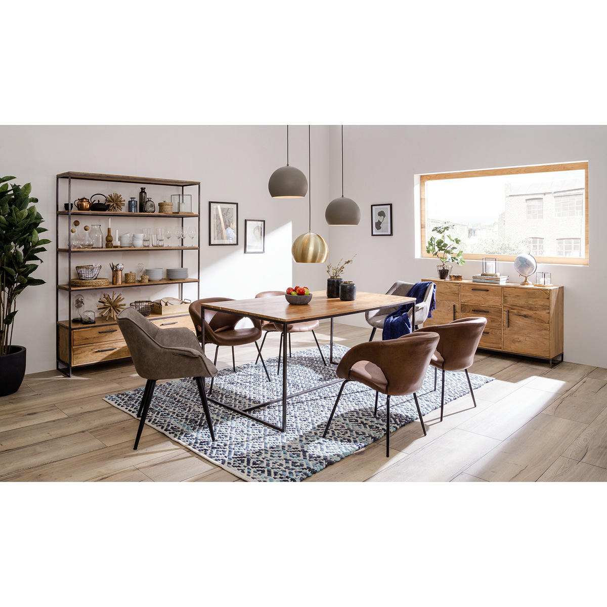 SIDEBOARD - Akazie massiv / Eisen, Typ A - Akaziefarben, Holz (145/80/40cm) - home24