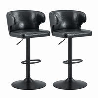 BARHOCKER 2er-Set mit Lehne, höhenverstellbar, drehbar, Black - Schwarz, Metall (45/110/49.71cm) - Meubliv