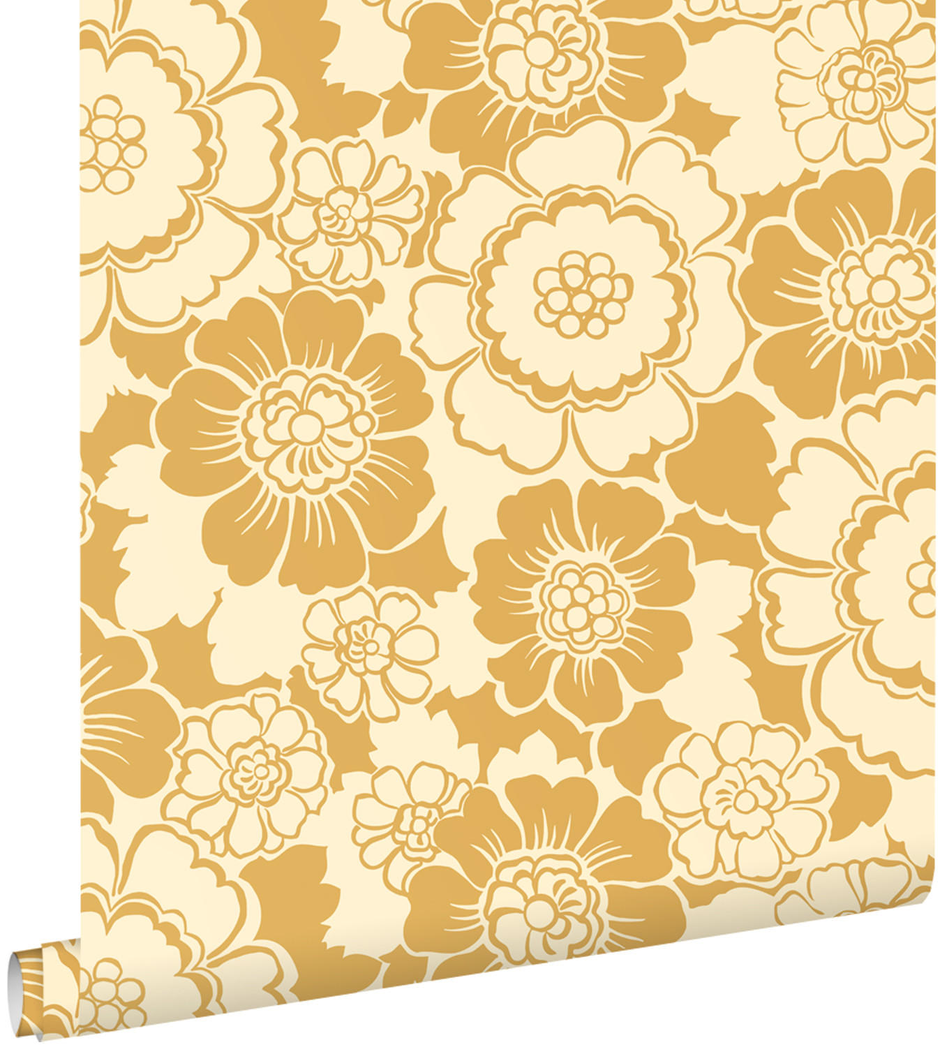 TAPETE Retro Blumen 50 x 900 cm - Gelb, Papier (50/900cm) - ESTAhome