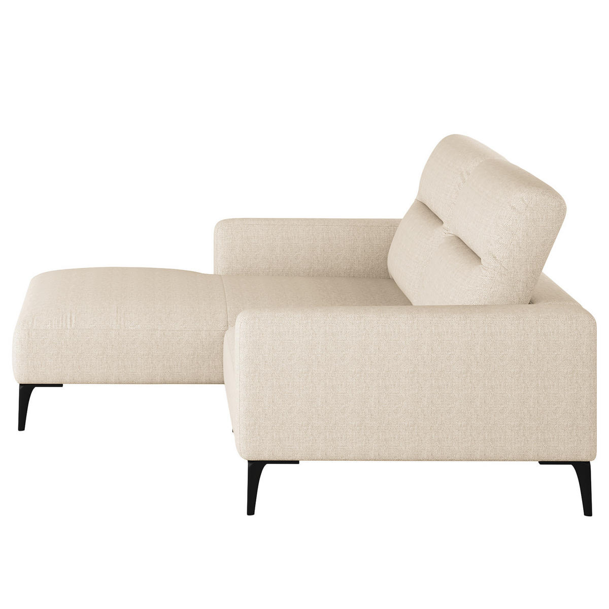 1,5-SITZER ECKSOFA mit Longchair - Beige/Schwarz, Textil/Metall (232/180cm) - home24