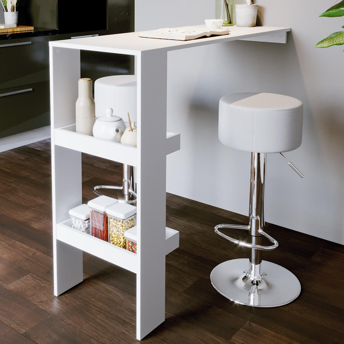 BARHOCKER 2ER SET Weiß 33 x 92 cm 2 Teilig - Weiß, Metall (33/92/33cm) - Vicco
