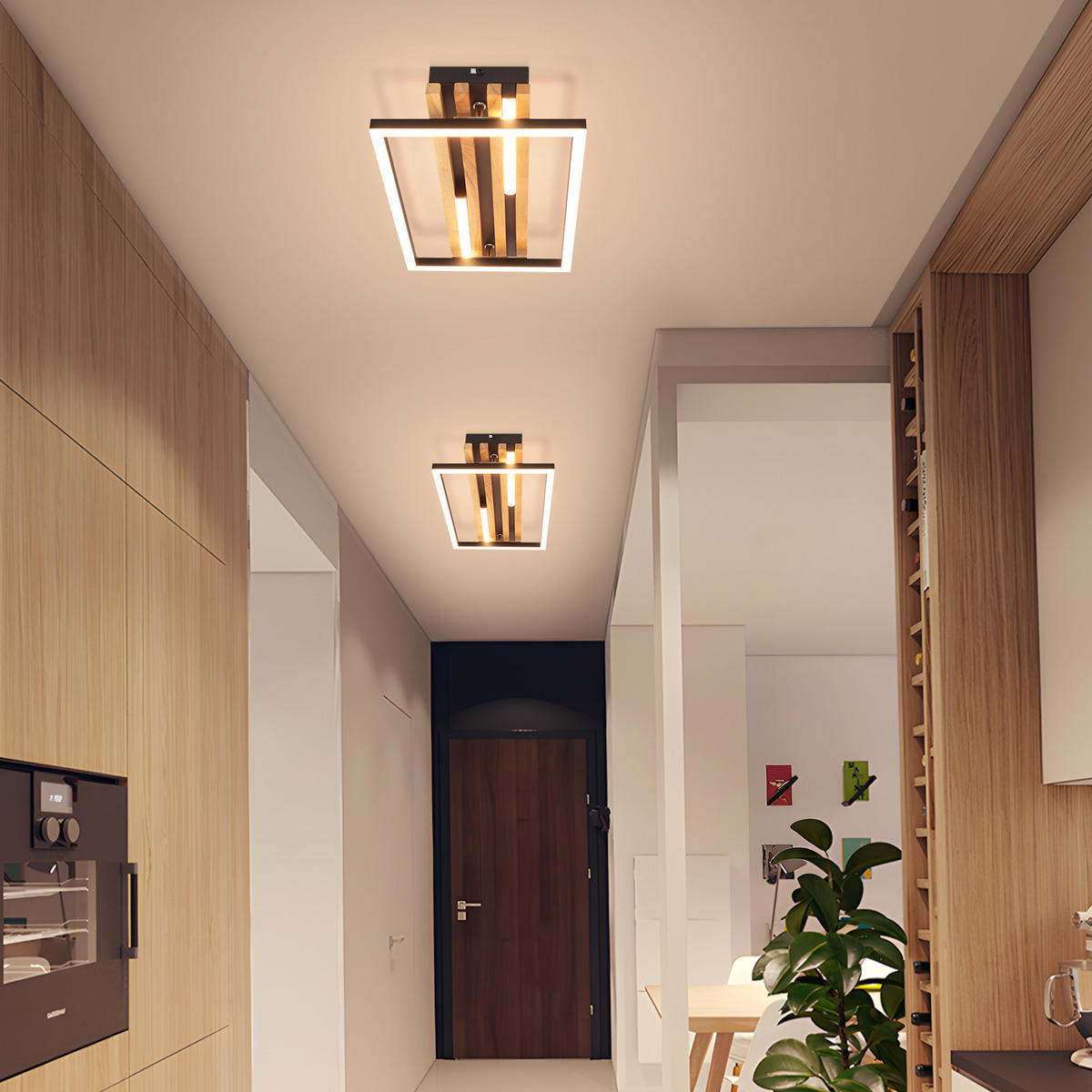 LED stropní svítidlo 32/38/6,8 cm - černá, kov (38/20.9/6.8cm) - Nettlife