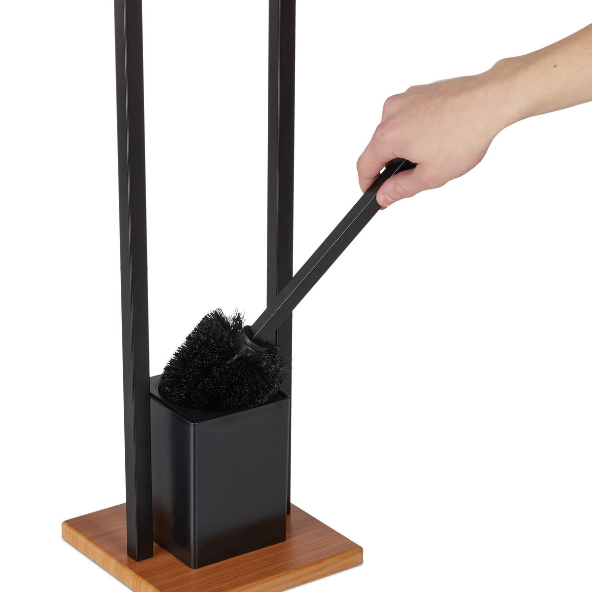 WC-GARNITUR Schwarz Holzoptik - Schwarz, Holzwerkstoff/Kunststoff (18.5/78/18.5cm) - Relaxdays