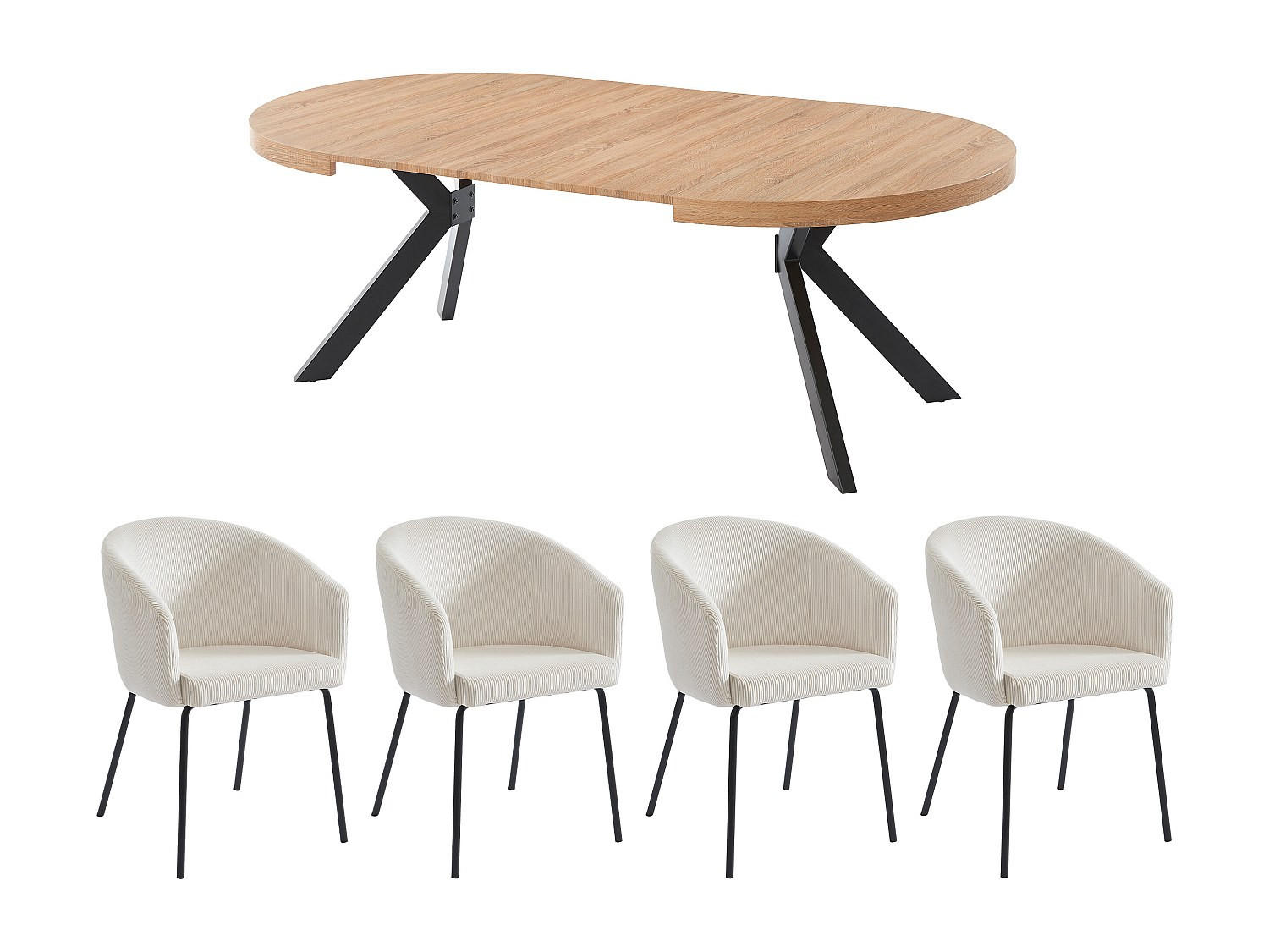 Vente-Unique Essgruppe Natur 220x76x120 cm