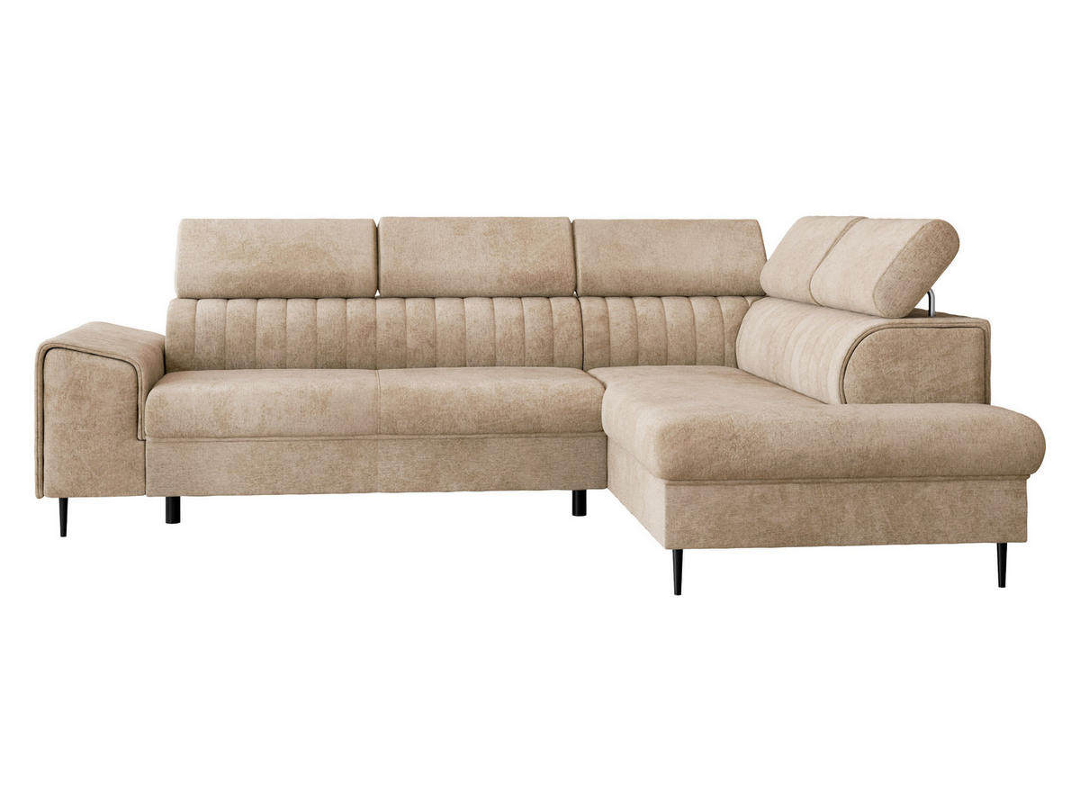 ECKSOFA Kadurin, Seite: Rechts - Beige/Schwarz, Holz/Kunststoff (276/206cm) - MIRJAN24