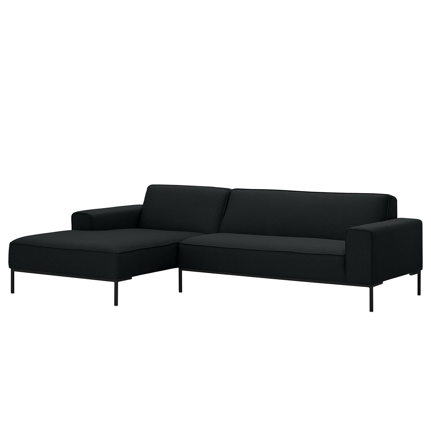 ECKSOFA mit Longchair - Webstoff - Anthrazit/Schwarz, Textil (264/168cm) - home24