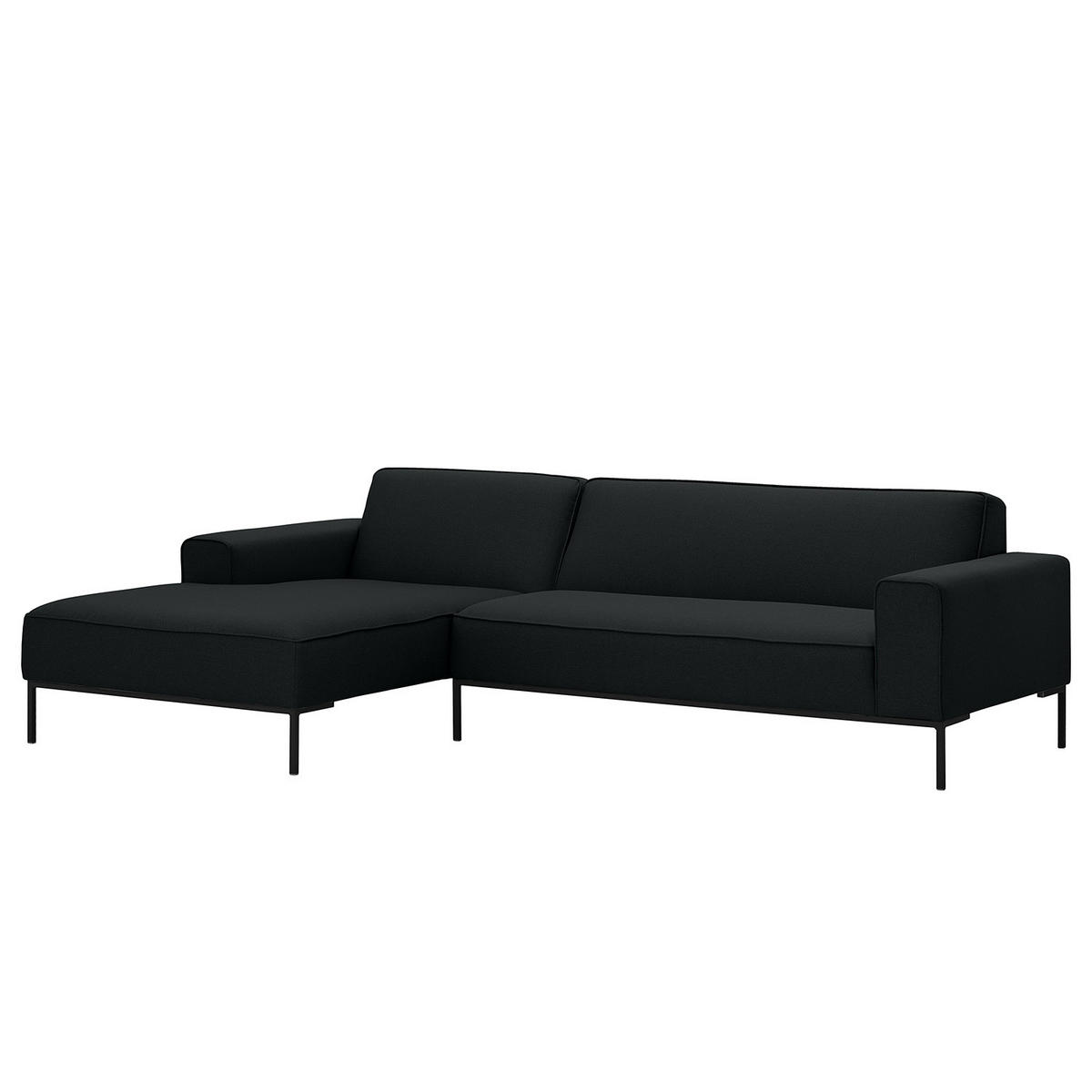 ECKSOFA mit Longchair - Webstoff - Anthrazit/Schwarz, Textil (264/168cm) - home24