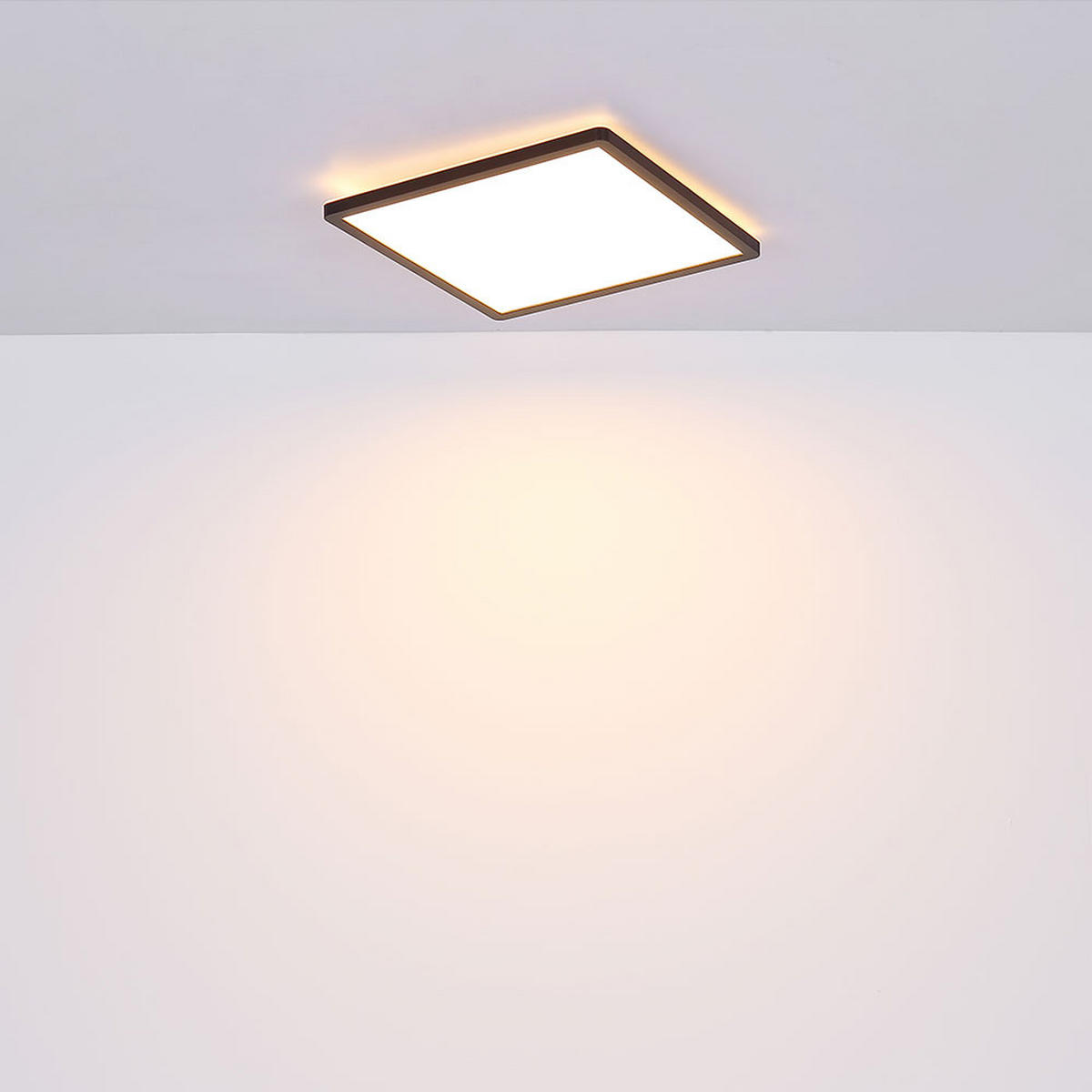 LED DECKENLEUCHTE Schwarz Opal - Schwarz, Kunststoff (42/42/2.5cm) - Globo Lighting