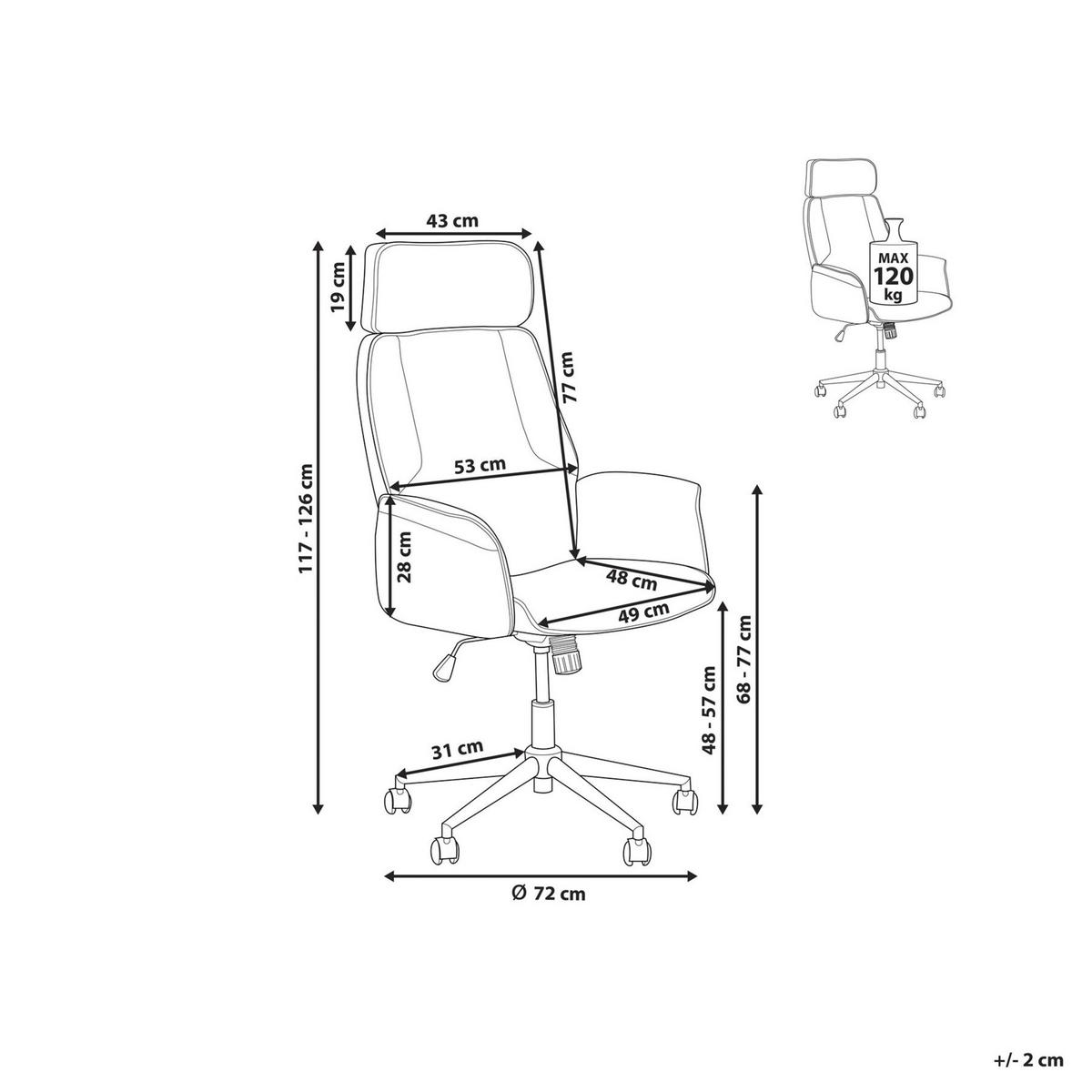 BÜROSTUHL Polyester Beige Pilot - Beige, Textil/Metall (72/117/72cm) - Beliani