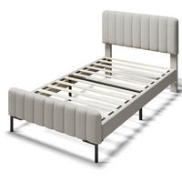 POLSTERBETT 90/200 cm mit Matratze, verstellbarem Kopfteil und Lattenrost, Leinenbezug, Grau-Beige - Grau, Textil - Redom