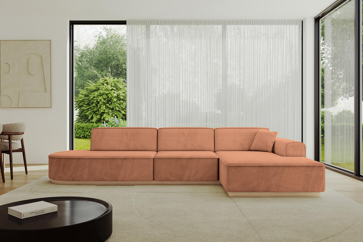 ECKSOFA Ottomane Rechts IREA-L2 - 328x171x83 cm Koralle - Koralle, Holzwerkstoff/Textil (171/328cm) - ALTDECOR