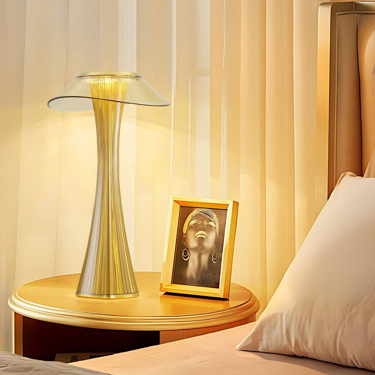 TISCHLEUCHTE SYTH 15.1/27.4/15.1 cm - Goldfarben, Kunststoff (15.1/15.1/27.4cm) - ZMH