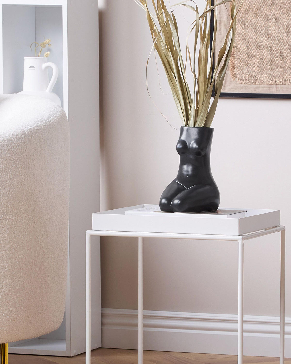 BLUMENVASE Porzellan schwarz Pyrgos - Schwarz, Keramik (22cm) - Beliani