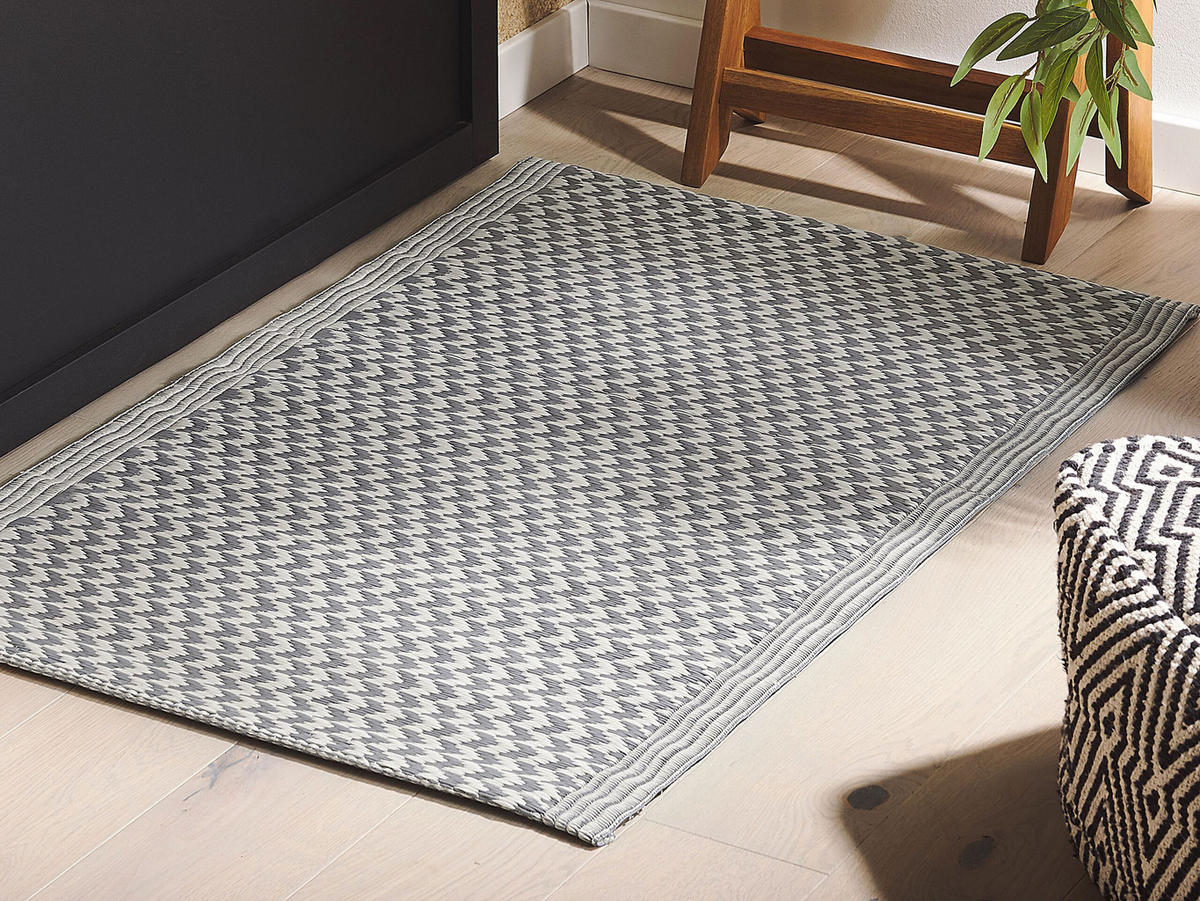 OUTDOOR-TEPPICH Mango 90/60 cm - Grau, Kunststoff (60/90cm) - Beliani