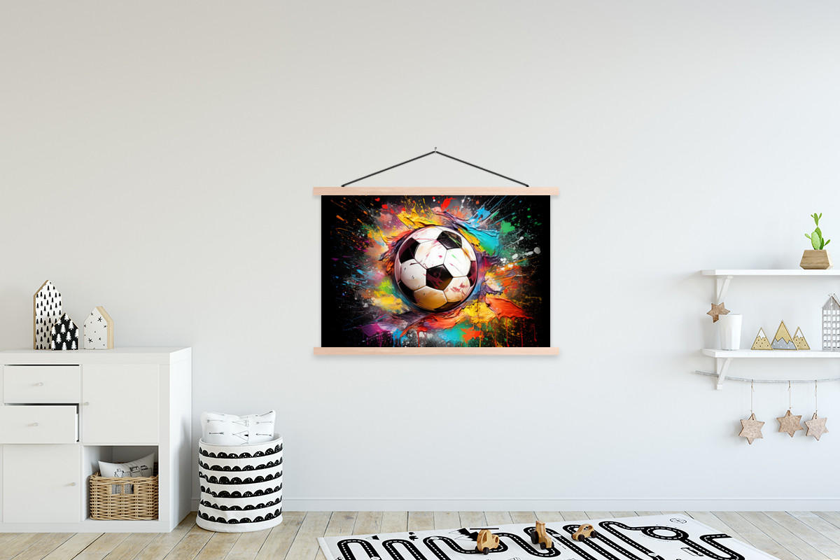 POSTER Fußball - Farbe - Farben - Schwarz - Weiß 120x80 cm - Weiß, Textil (120/80/0.15cm) - MuchoWow
