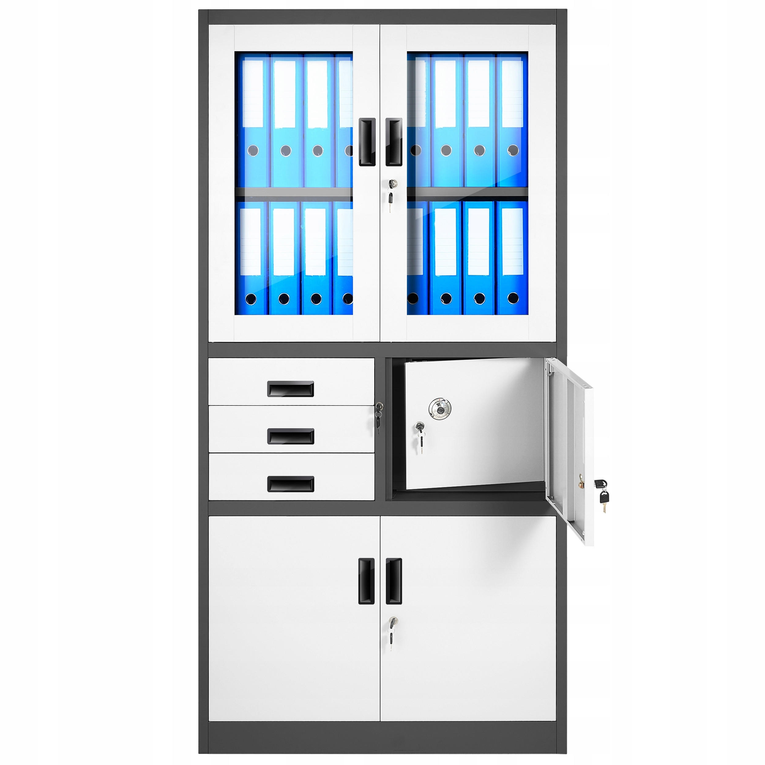 AKTENSCHRANK FILIP - Anthrazit/Weiß, Metall (90/185/40cm) - Jan Nowak