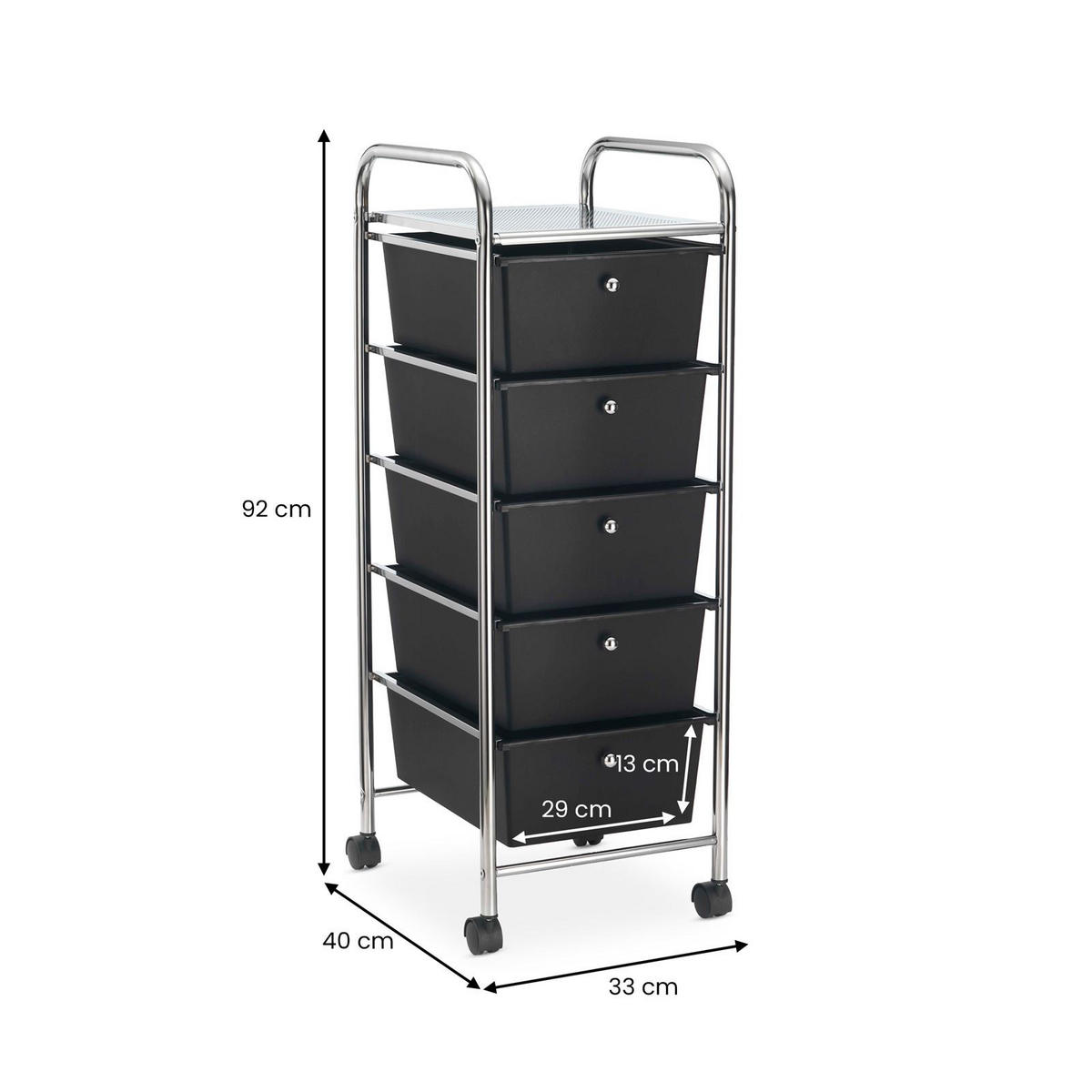 BADROLLWAGEN GINA - Schwarz, Kunststoff/Metall (33/94/39cm) - IDIMEX