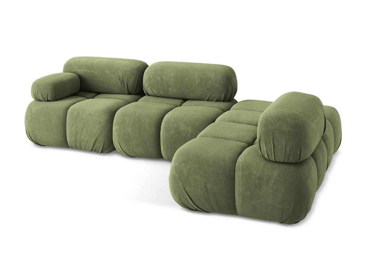 ECKSOFA Rechts Chenille Stoff Grün - Schwarz/Grau, Kunststoff/Textil (285/190cm) - Makamii