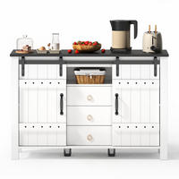 SIDEBOARD aus MDF 120x40x80 cm Weiß mit Schiebetüren und 3 Schubladen im Landhausstil - Weiß, Holzwerkstoff (120/80/40cm) - Modfu