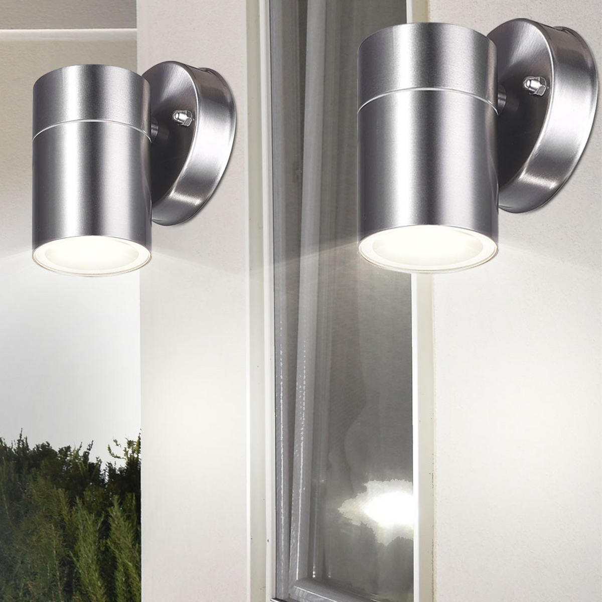 LED AUSSEN-WANDLEUCHTE Edelstahl Silber - Silberfarben, Glas (6/11/9.2cm)