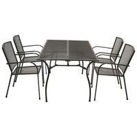 GARTENESSGRUPPE Glasgow - GARTEN-GARNITUR für 4 Personen - Gartenmöbel Set 5-teilig - Streckmetall anthrazit - Grau, Metall - TPFGarden