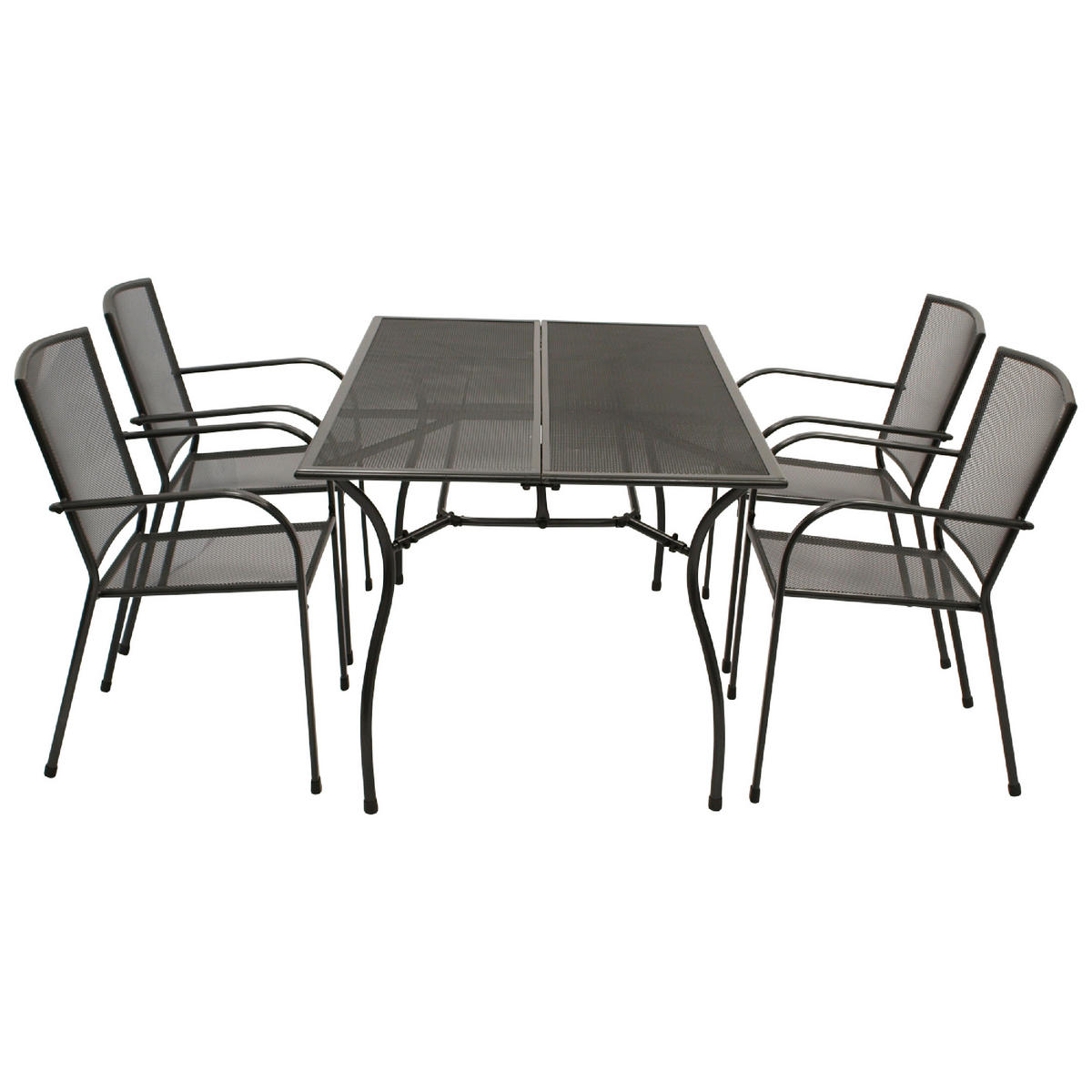 GARTENESSGRUPPE Glasgow - GARTEN-GARNITUR für 4 Personen - Gartenmöbel Set 5-teilig - Streckmetall anthrazit - Grau, Metall - TPFGarden