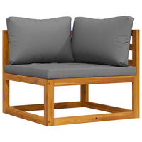 MODULAR-ECKSOFA Mit Dunkelgrauen Kissen Akazie Massivholz - Grau, Holz (70/60/70cm) - vidaXL