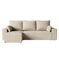 ECKSOFA Tico mit Bettkasten und Schlaffunktion, L-Form/XL-Form, Velourstoff, Universal - Beige, Holzwerkstoff (246/145cm) - 4ALL HOME