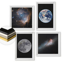 WANDBILDER 4er-Set - 50x50 cm & 40x60 cm Weißer Rahmen - Galaxie Weltraum Mond - Weiß, Kunststoff (50/50cm) - ArtPrintCave