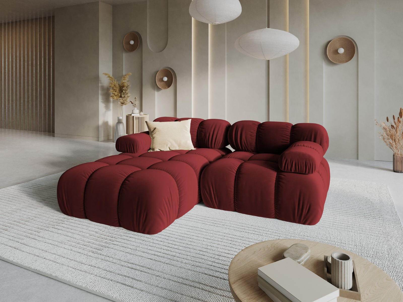 Thumbnail - Micadoni Modulares-Ecksofa, Dunkelrot, Textil, 3-Sitzer, L-Form, 191x157 cm, Hergestellt in Europa, Oeko-Tex®, Wohnzimme...
