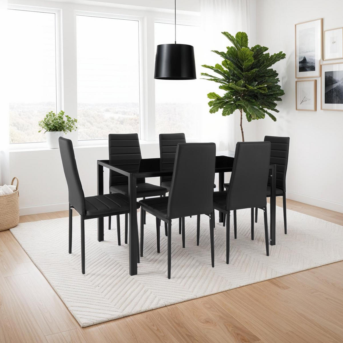ESSZIMMERSTUHL 6er Set Thomas 41 x 45 x 98 5 cm schwarz - Schwarz, Textil (48/98.5/45cm) - tectake
