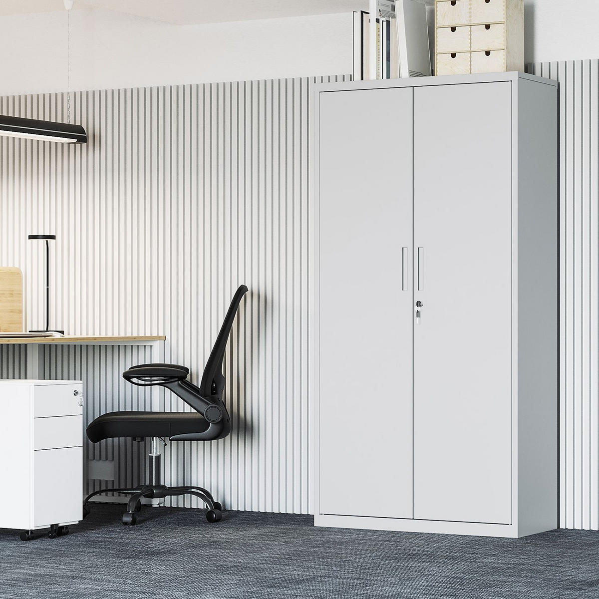 AKTENSCHRANK - Grau, Metall (40/180/80cm) - Hansiro