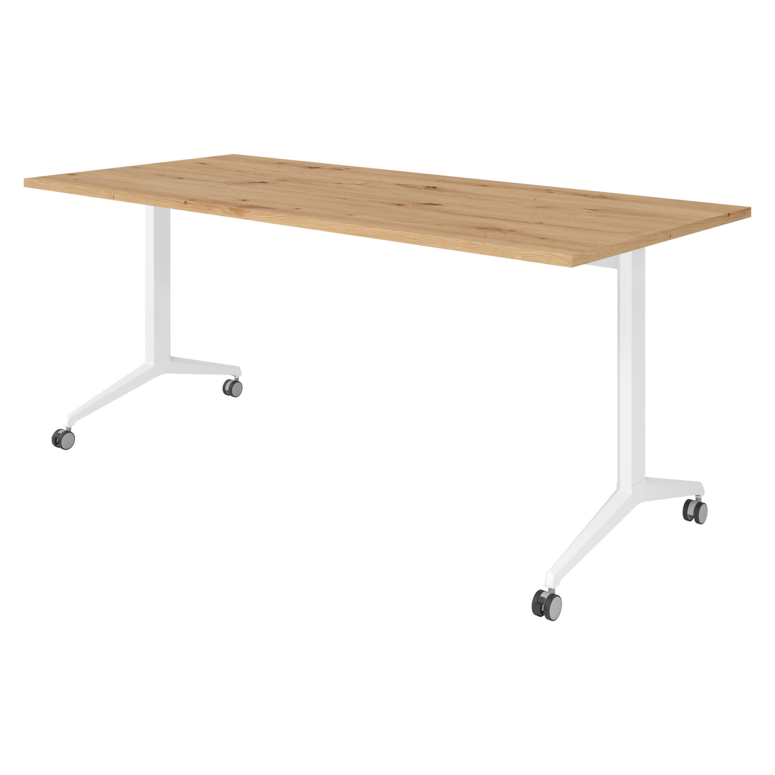 SEMINARTISCH klappbar & fahrbar 80/180/75 cm in Wildeiche/Weiß - Wildeiche/Weiß, Holzwerkstoff (80/180/75cm) - bümö