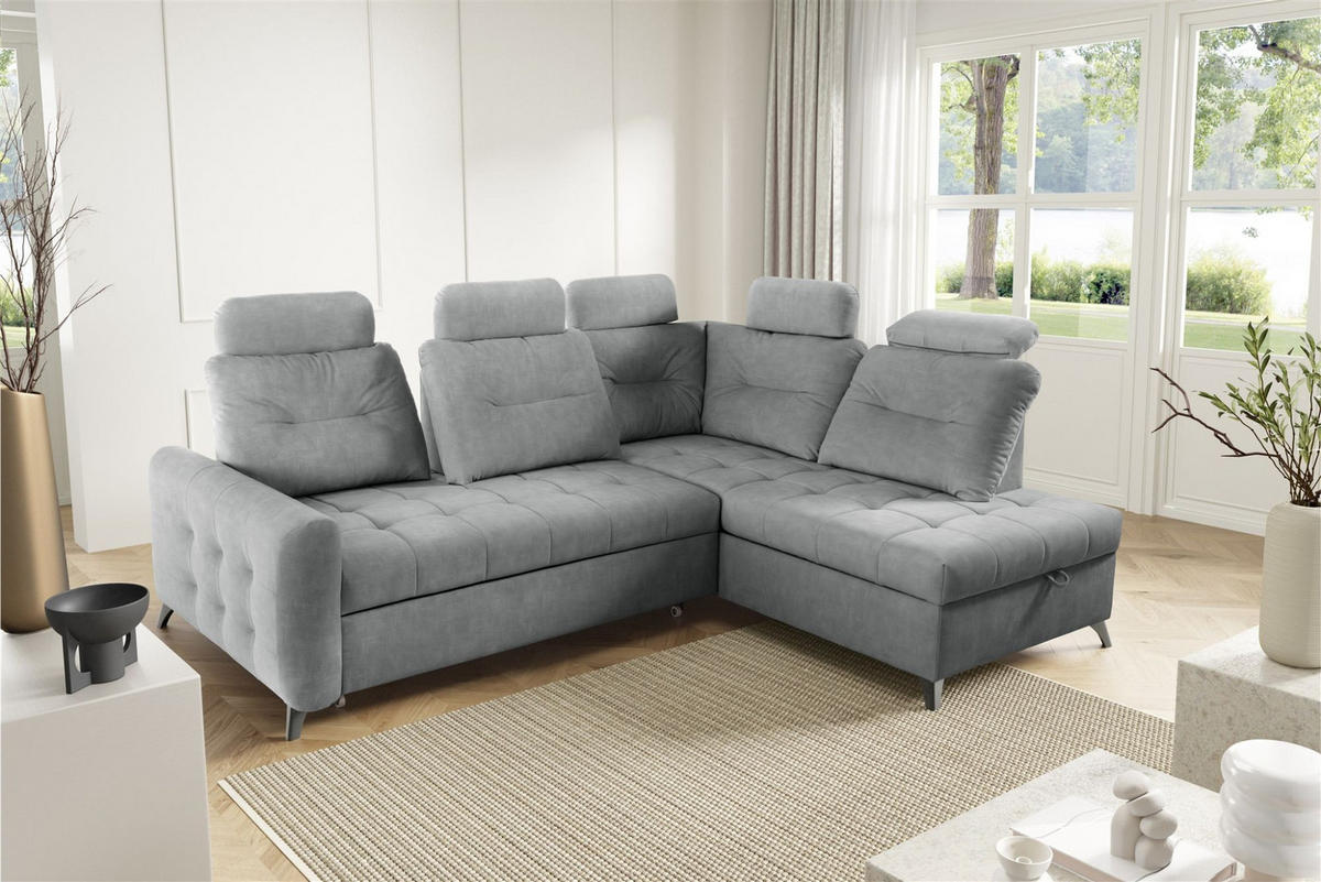 ECKSOFA Wendie - Grau, Holzwerkstoff/Textil (250/200cm) - Fun Möbel