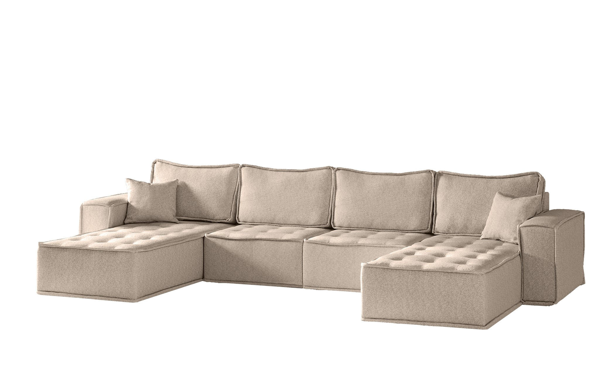 WOHNLANDSCHAFT Sande In Alpine - Hellbraun, Holzwerkstoff/Textil (372/85/192cm) - Fun Möbel