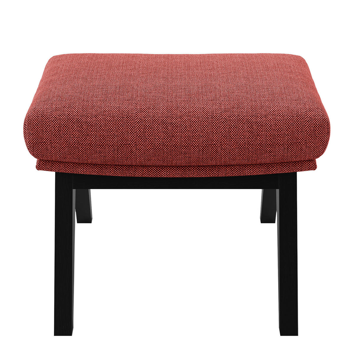 HOCKER mit Holzfüßen - Rot/Schwarz, Birkenholz/Textil (54/41/41cm) - home24