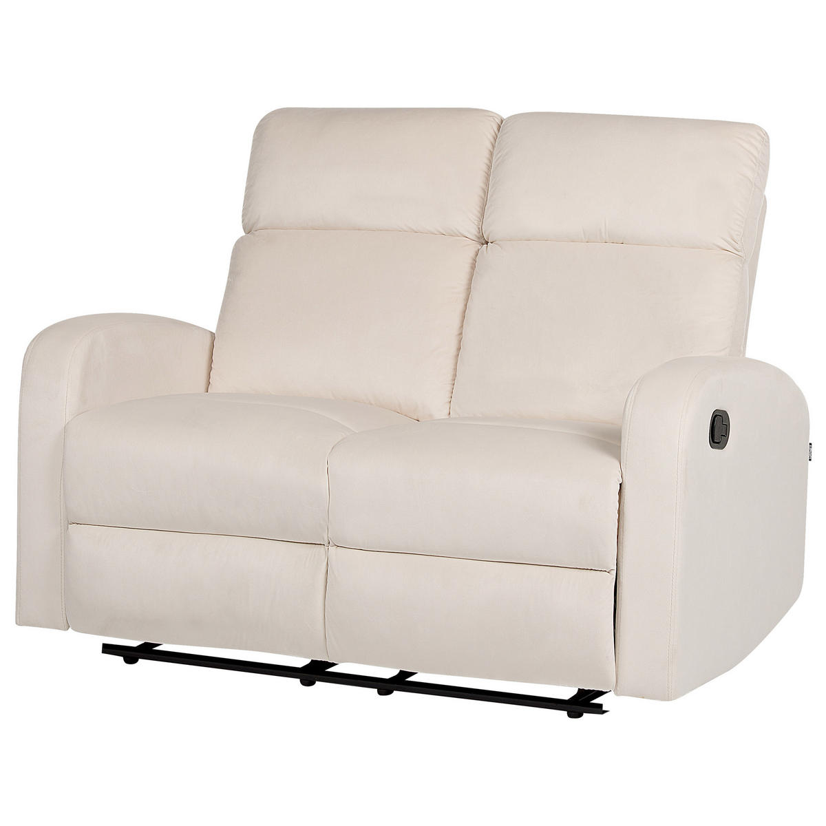 2-SITZER-SOFA Samtstoff creme manuell verstellbar Verdal - Weiß, Textil (128/102/73cm) - Beliani