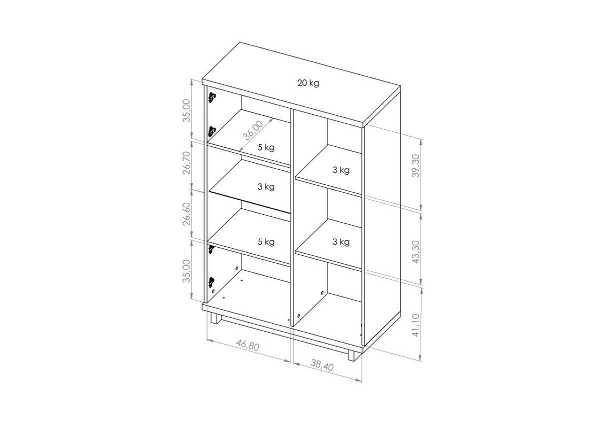 STANDVITRINE Zonda 90/140/40 2-türig - Schwarz/Eiche Artisan, Holzwerkstoff/Kunststoff (90/140/40cm) - Ravio