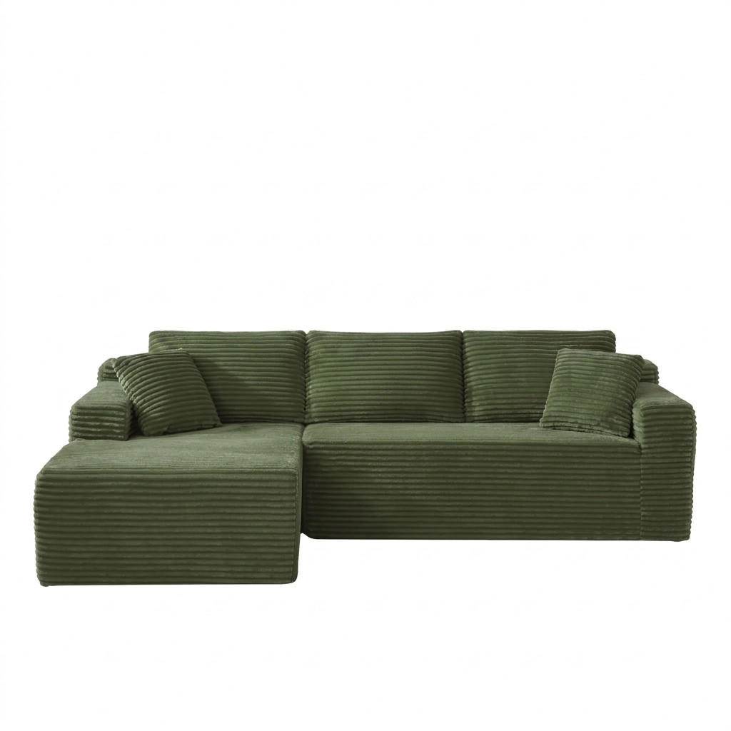ECKSOFA 252.5/163/65 cm Grün mit Chaiselongue, Linke Seite - Grün, Textil (252.5/163cm) - Oxeza