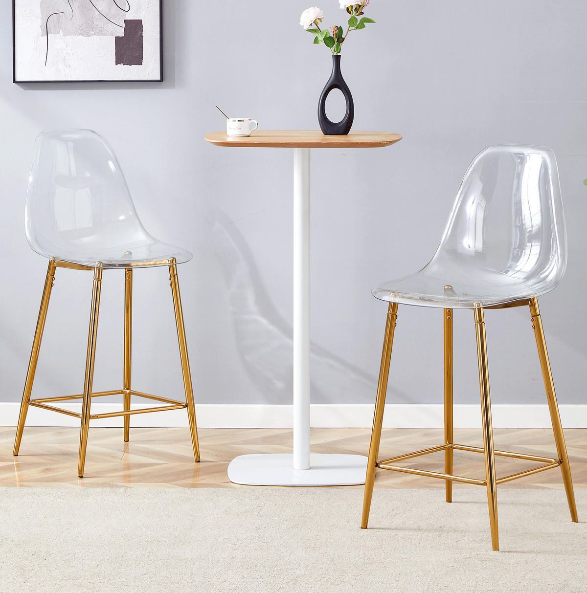 BARHOCKER Transparent 2er-Set mit Metallgestell Gold - Goldfarben, Metall (45/102/51.3cm) - Meubliv